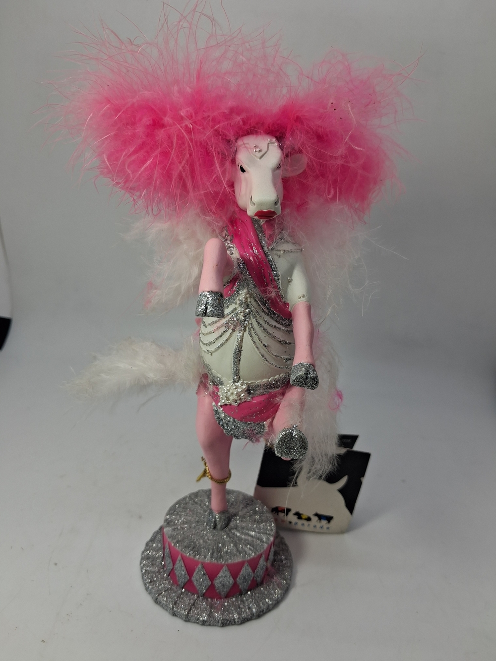 Pink Feathered Cow Parade Bovina 2002 Collectible Figurine